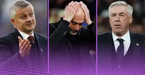 The six managers with the most wins over Pep Guardiola: Ancelotti, Solskjaer…