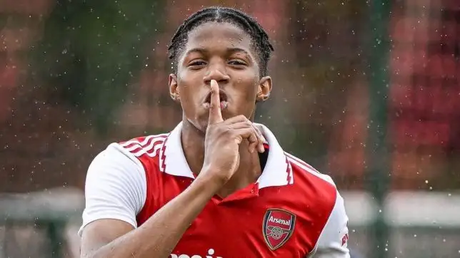 Chidozie Obi-Martin Chido Obi celebrates scoring for Arsenal youth team Manchester United transfer target (image credit: Chido Obi on Instagram, @chidobi.martin)