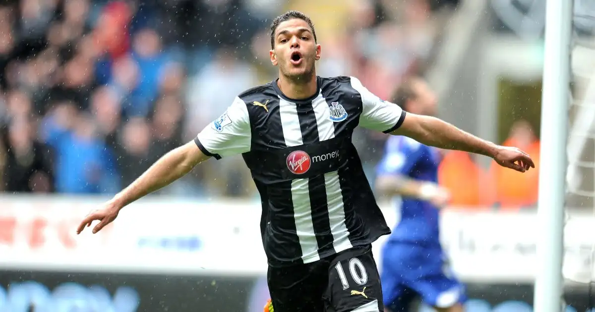 Hatem Ben Arfa celebrates scoring for Newcaslte United against Bolton Wanderers. St James Park, Newcastle, April 2012.