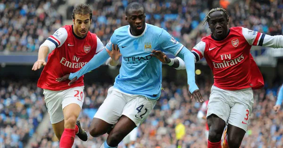 Manchester City midfielder playing against Arsenal, against whom he once had a trial, in a Premier League match