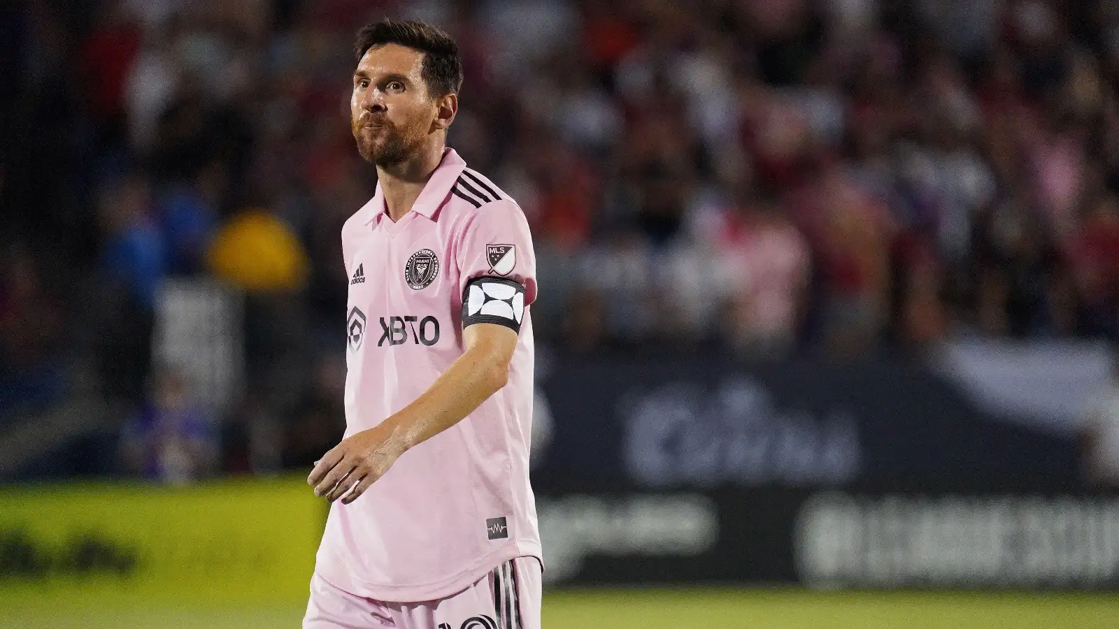 Frisco, USA. 06th Aug, 2023. Frisco, Texas, United States: Miami's captain Lionel Messi in action during the Leagues Cup match between FC Dallas and Inter Miami played at Toyota Stadium on Sunday August 6, 2023.