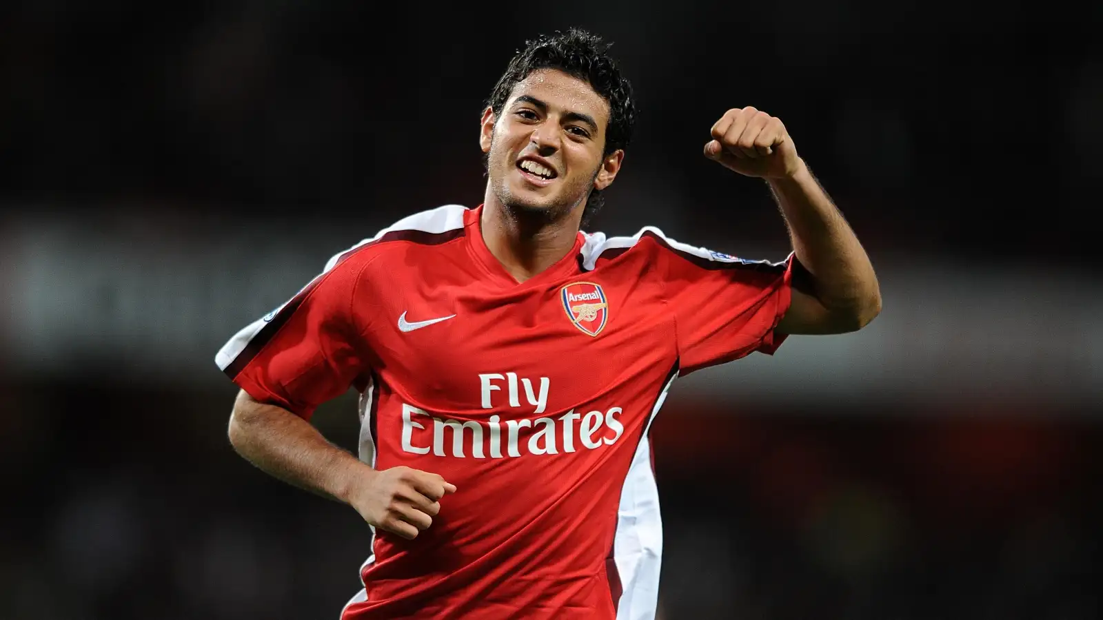 Carlos Vela celebrates after scoring for Arsenal.